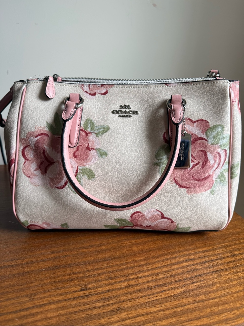 Coach Prairie Satchel in Vintage Rose Print Coated Canvas - Chalk / Pink (F45316